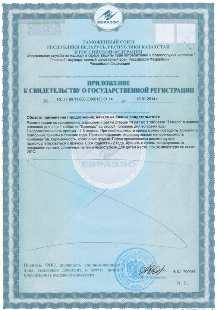 Темеро Дженеро - Свидетельство о Государственной Регистрации 2